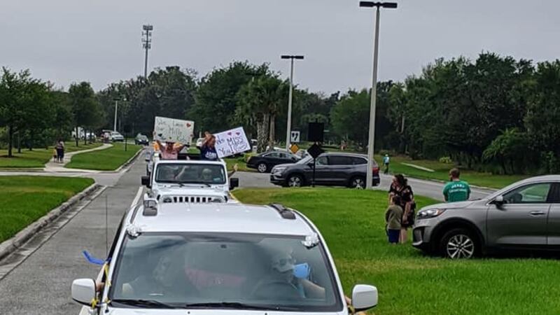 The staff at Virgil Mills Elementary School in Manatee County held a parade through the school...
