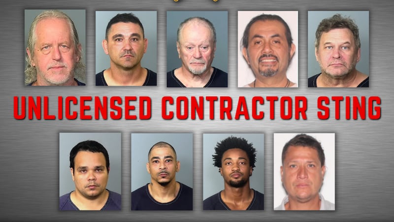 Nine arrests mad in an Unlicensed Contractor Sting
