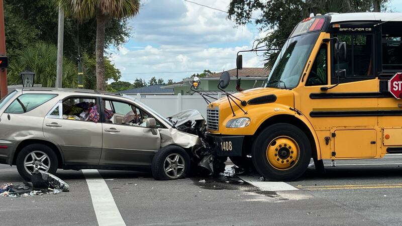 Bus vs vehicle crash.