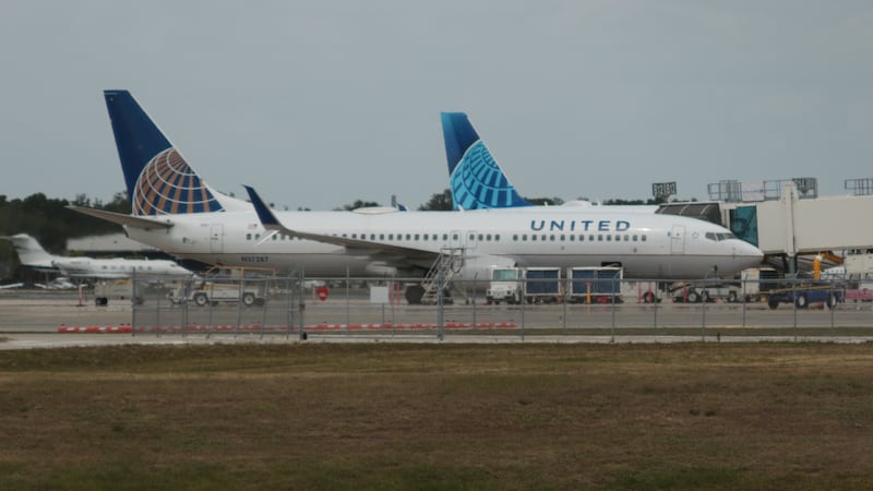 A United Boeing 737 sits at the gate at Sarasota Bradenton International Airport Wednesday,...
