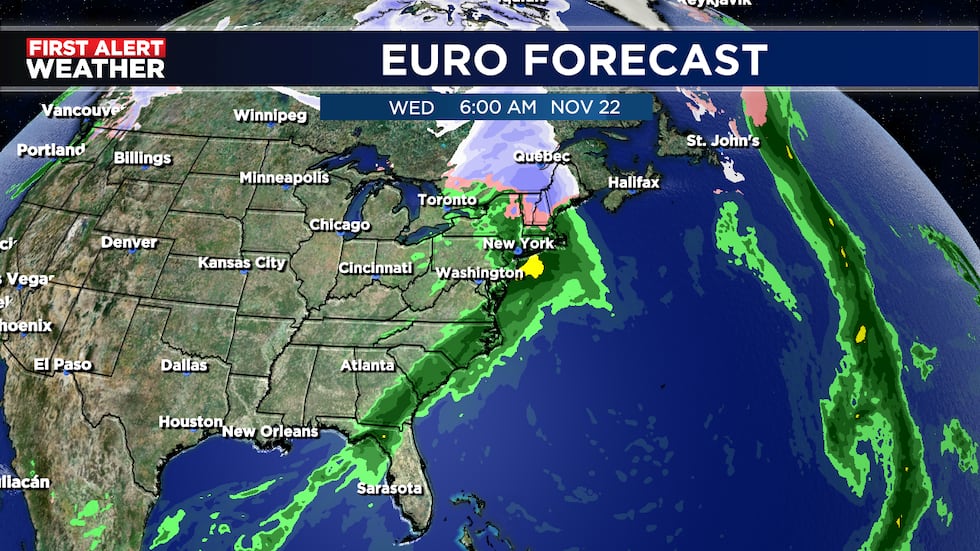 Slightly cooler weather moves in for Thanksgiving