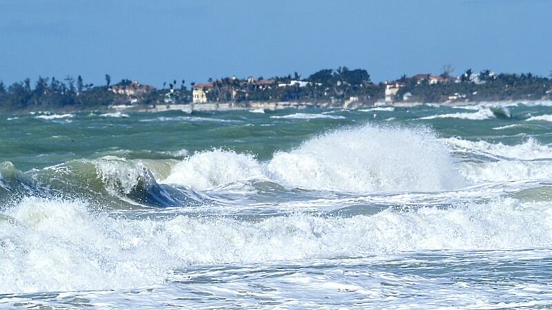 Cold front passage stirs up seas on Friday near Nokomis beach in Sarasota Florida