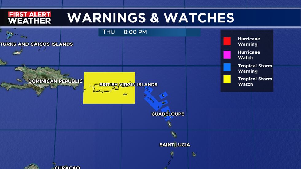 Heavy rain and winds of 50-60 mph can be expected to impact the northern leeward islands