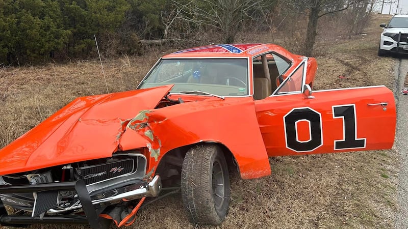 Two people in the "General Lee" replica at the time of the crash were evaluated and taken to...