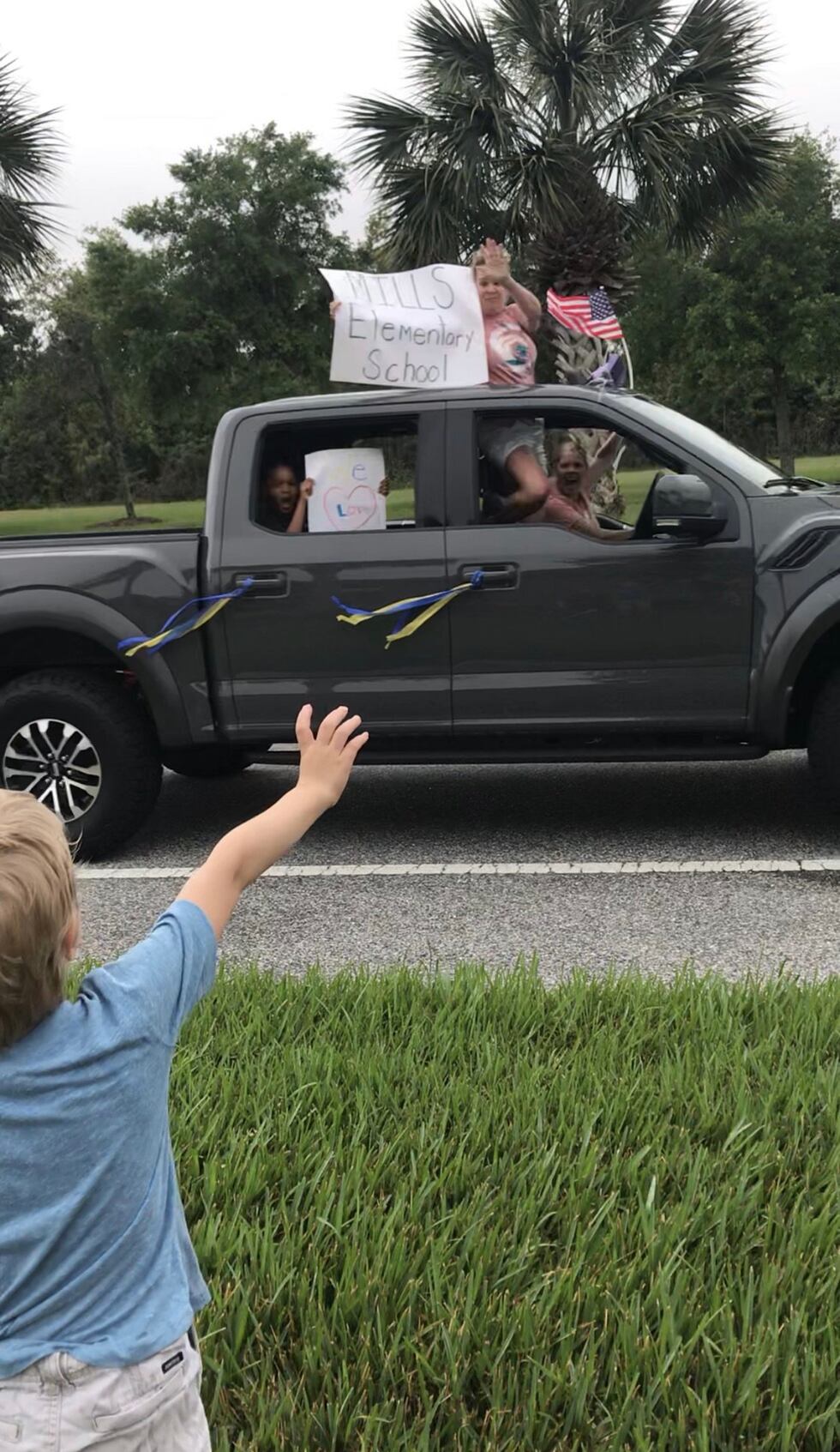 The staff at Virgil Mills Elementary School in Manatee County held a parade through the school...