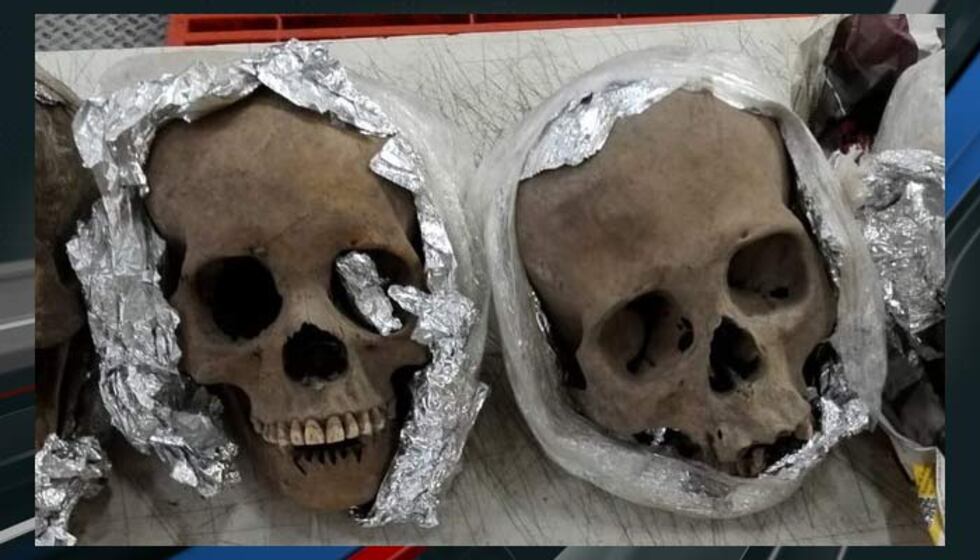 This image, released by the Mexican National Guard, showed two of the four apparently human...