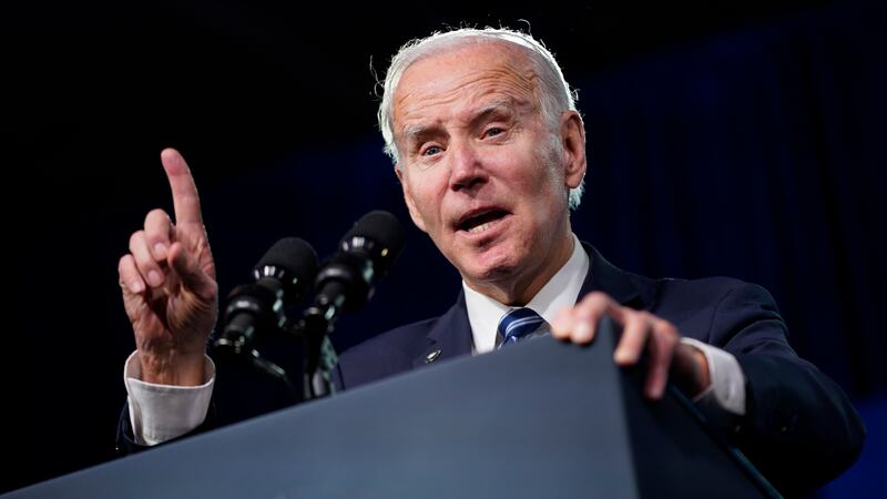 President Joe Biden speaks at the Democratic National Committee Winter Meeting, Friday, Feb....