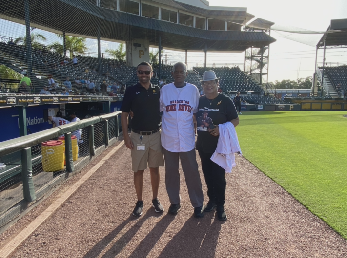 Craig Warzecha, Morris Paskell and Lydia Copeland at LECOM Park