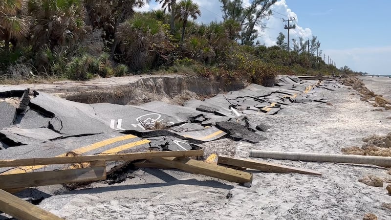 Manasota Key Road damaged by Hurricane Idalia