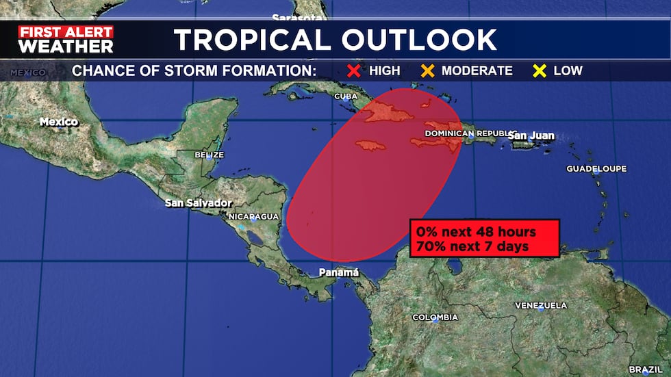 A rare late season storm may form in the central Caribbean and then track to the NE toward the...